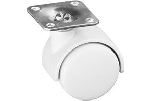 Metafranc 802150 Rodillo Doble de 40 mm de diámetro, 38 x 38 mm, plástico, cojinete Deslizante, Blanco