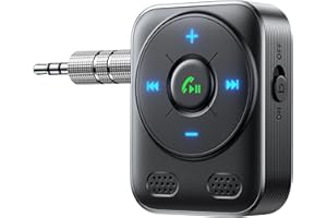 2025 JOYROOM adapter Bluetooth do samochodu z AUX Bluetooth 5.4, odbiornik: Bass & HiFi stereo, 16 godzin odtwarzania, podwójny mikrofon, zestaw głośnomówiący, przyciski LED, adapter AUX do radia