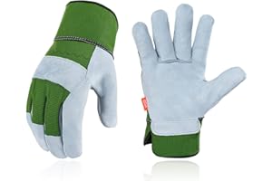 Vgo... Gardening Gloves Cowhide, Work Gloves Thornproof Utility for Yard Trucker Delivery Garden with Strong Grip,1Pair
