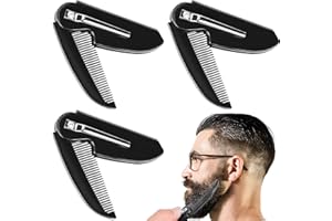 ASTER 3Pcs Folding Beard Comb Mustache Comb Small Pocket Comb for Men, Smooth Hair Comb Mens Beard Straightener Comb Deep Beard & Mustache Combs for Men