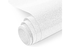 ‎NANAPLUMS NANAPLUMS Glitzer Plotterfolie Textil - Heat Transfer Vinyl Transferfolie Plotter Flexfolie für Textilien Transferfolie zum Aufbügeln für DIY T-Shirt, Stoffe(Weiß)