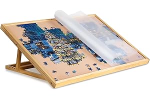 Becko US Adjustable Wooden Puzzle Board with A Cover Jigsaw Puzzle Plateau Puzzle Easel for Adults and Kids for Puzzles Up to 1000 Pieces