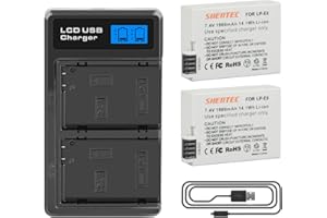 2X Shentec 1900mAh Li-Ion Batteries pour Canon LP-E8 Rebel T3i T2i T4i T4i T5i EOS 600D 550D 650D 700D Kiss X5 X4 Kiss X6 LC-E8E