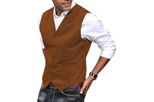 BYLUNTA Herren Notch Lapel Tweed Weste Herringbone Hunting Retro Slim Wolle Klassisch Vintage Geschäft Hochzeit