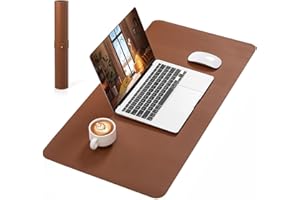 NOSTHEART Tappetino per Scrivania in Pelle, Antiscivolo, Protettore Impermeabile, Testura Litchi & Intrecciato, 60x33.5cm Grande Tappetino per Scrittura, Laptop & Ufficio (Marrone/Nero)