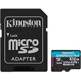 Kingston 512GB Canvas Go Plus microSD Card | Up to 200MB/s | Class 10, UHS-I, U3, V30, A2 | SDCG4/512GB