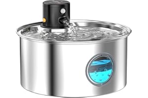 TOONIOOS Fontanella per Gatti senza Fili Acciaio: Fontana per Gatti con Sensore di Movimento - Fontanella per Cani a Batteria - 3.2L Abbeveratoio Gatto Automatico - Dispenser Acqua Animali - Distributore Acqua