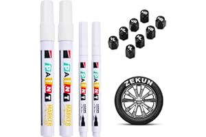 ZEKUN 4 Pezzi Pennarello Indelebile Bianco Pennarello Bianco Indelebile Pennarelli Vernice Rosso Pennarello per Tessuti Pennarelli per Pneumatici Impermeabili per Auto Pietra Legno Vetro Ceramica