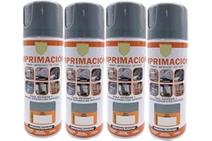 MORE FREE Pintura Spray Imprimacion Gris de 400 ml Adecuado para las Superficies de Metal, Madera y Plástico Pack de 4 Unidad