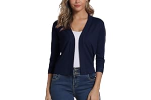 EXCHIC Donna Elegante 3/4 Maniche Bolero Cardigan Corto Open Front Maglioni Coprispalle