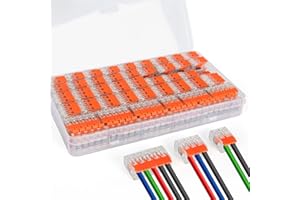 PTUI 90 Stück Klemmen-Set, Kabelverbinder mit Betätigungshebel für 2, 3 und 5 polige Kabel von 0,2-4 qmm, Elektro Compact, kleines Design, transparent