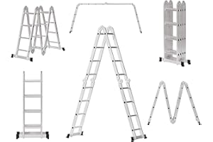 The Workplace Depot Multi-Purpose Ladder – Lightweight Aluminium, 150kg Capacity, Foldable, 4810mm Extended Height, Anti-Slip Feet, Ideal for Home, Office, DIY & Professional Use
