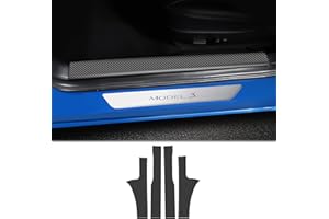 KUNGKIC Protectores de borde de puerta de coche de poliuretano para Tesla Model 3, protectores de umbral de película anticolisión compatible con accesorios interiores para todo tipo de clima, 4 piezas