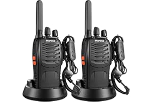Baofeng Walkie Talkie Radios Bidireccionales BF-88X 16 Canales USB Recargable VOX Walkie Talkies Profesionales,Incluye Base de Carga, Batería y Auriculares(2 Piezas)