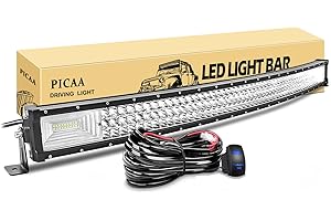 PICAA Led Barre Lumineuse, 7D Triple Rangée Incurvé 42pouces 104cm 540W Rampe a led barre de led avec 12V câblage kit, hors route Voiture Véhicules 4x4 SUV ATV Camion 6000K