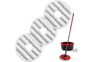 GFRED 3Pièces Remplacement de Tampon Compatible avec Vileda Spin and Clean Lavable et Réutilisable en Microfibre Convient à Tous Les Types de Sols (Rouge)