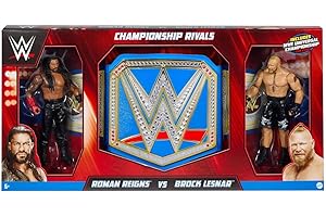 MATTEL WWF/WWE Championship Rivals Roman Reigns vs. Brock Lesnar Ensemble de figurines avec ceinture de championnat universelle