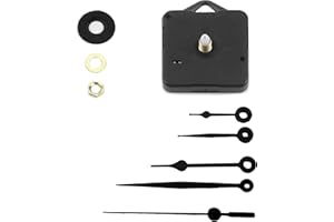 Clock-it Movimento Orologio Economico con Gancio plastica, Silenzioso con Rotazione Continua. H canotto 16mm/Filettatura 10mm. 2 Set lancette plastica.