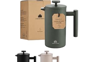 ‎GROENENBERG Groenenberg French Press Forest (grün) 600 ml o. 1 Liter I Hochwertige Kaffeepresse mit Thermo Warmhalte-Funktion I Edelstahl Kaffeebereiter