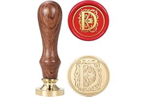 Mogokoyo 1 Sigillo Alfabeto A - Z Gli Iniziali Timbro in Ottone e Legno per Lettera Busta Documenti Privati Vintage, D