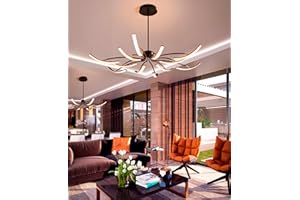 QAZPLM Moderne LED-Deckenleuchte DIY dimmbare LED-Pendelleuchte Wohnzimmerleuchte mit Fernbedienung, Kronleuchter gold/Kronleuchter schwarz für Esszimmer, Schlafzimmer, lampe wohnzimmer (12 Köpfe, schwarz)