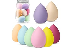 AUAUY Zestaw gąbek do makijażu, gąbka kosmetyczna, gąbki do podkładu, wielokolorowe, do makijażu z 1 uchwytem, 1 pojemnikiem do przechowywania, na płyn, krem i puder, 8 szt., motyw pełnej kropli