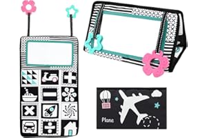 GLAITC Baby Spiegel Spielzeug Faltbarer Baby Bauchlage Spielzeug Schwarz Weiß Kontrastmuster Baby Spielzeug 0-9 Monate,Kleinkinderziehung und kognitives Spielzeug Lernspielzeug für Neugeborenes Kleinkinder