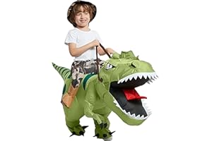 FXICH Costume da dinosauro gonfiabile per equitazione T Rex Air Blow up Funny Fancy Dress Party Halloween Costume per adulti 【Height Fit for 3.3-4.1ft/39.4-49.2inch】