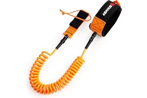 Abahub SUP Guinzaglio, Accessori SUP, Guinzaglio Tavola da Surf SUP Safety Line, Nero/Blu/Arancione/Verde/Giallo/Bianco/Trasparente/Rosso 10ft 7mm Guinzaglio per Adulti
