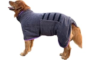 ZEVMI Hunde Bademantel Mikrofaser Saugfähig: Hundebademantel mit Klettverschluss - Hunde Handtuch Saugstark für Große Mittel und Kleine Hunde (XL)