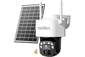 Reobiux 3G/4G LTE Telecamera Esterno con SIM Senza Fili, 2K 3MP PTZ Telecamera Batterie con Pannello Solare, Videocamera Sorveglianza con Rilevamento PIR, Visione Notturna, Audio Bidirezionale, IP65
