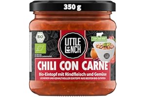 ‎LITTLE LUNCH Little Lunch Bio Eintopf Chili Con Carne|350 g|Rindfleisch|Ohne zugesetzten Zucker|Glutenfrei|Laktosefrei|100% Bio-Qualität|Keine künstlichen Zusätze|Ohne Geschmacksverstärker
