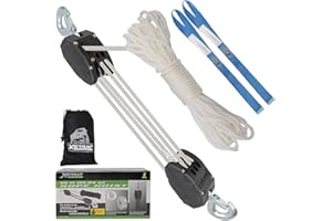 XSTRAP STANDARD XSTRAP Rope Hoist 50 Feet Block and Tackle Pulley System for Lifting Heavy Objects, Heavy-Duty 2000 LBS Breaking Strength (Upgraded White)
