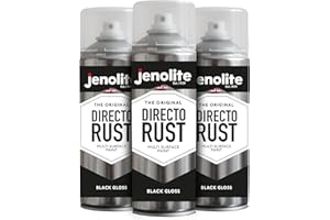 JENOLITE Directorust Peinture brillante | NOIR | Peinture en aérosol multi-surfaces | Bois, Métal, Plastique, Céramique et surfaces rouillées | 3 x 400ml | RAL 9005