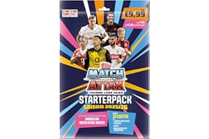 GENERISCH Match Attax Bundesliga Sammelkarten 2025/26 | 1x STARTERPACK | Sammelset mit 27 Karten inkl. 2 Limited Edition Karten, Magazin, Mappe & Spielfeld | Fußball Trading Cards