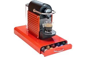 Castell Deco - Cajón Soporte Organizador Compatible con Capsulas Nespresso, 100% Metal, Capacidad 50x, Para almacenar dispensador Capsulas de Cafe.