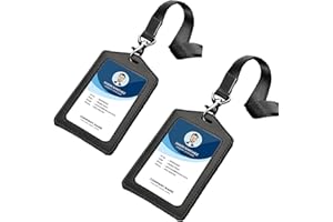 Meekye Set di 1/2 Porta Badge PU Cordino, Porta Badge da Collo, Porta Tesserino per Carte di Credito, ID Lavoro, Carta D'identità, Carta Studente, Ufficio Badge Holder