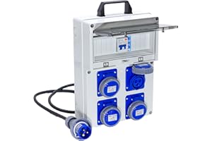 ELETTROWATT - Quadro Elettrico di Distribuzione Industriale da Cantiere ASC Con Allarme LED di Messa a Terra - 4 Prese IP67 16A 220V Magnetotermico da 16A Quadro Monofase Con Certificazione Inclusa