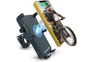 SUNSLICE Support Téléphone pour Vélo Moto Scooter Trotinette 3-en-1 | Porte téléphone avec Batterie Externe, Chargeur sans Fil et Phare LED intégrés – autonomie augmentée pour Vos déplacements!