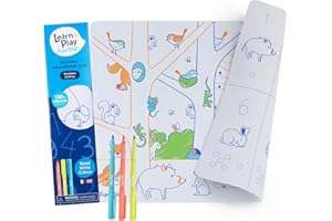 SUPER PETIT Set éducatif réversible Les Chiffres 100% Silicone - 3 Feutres coloriage effaçable et réutilisable +3 Ans - Version bilingue Français Anglais - méthode Montessori - Set 40x30 cm