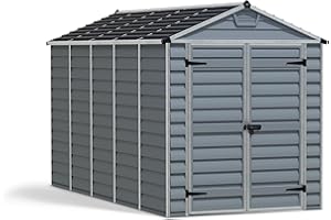 Canopia by Palram Gerätehaus Skylight 6x12 Geräteschuppen Metall 380 x 185 cm Grau Polycarbonatplatten rostbeständig UV-Schutz
