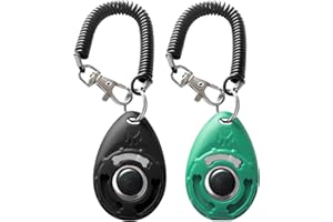 HoAoOo Pet Training Clicker with Wrist Strap - Dog Training Clickers (Black +Bluegreen)
