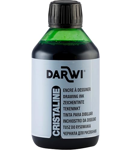 DARWI - DA2300250214C - Un flacon d'Encre à Dessiner transparente et lumineuse - Pour Enfants - Coloris Bleu clair - 250 ML - DARWI CRISTALINE - Aquarellable après séchage