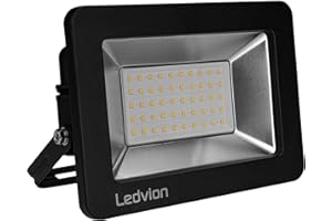 ‎LEDVION Ledvion - LED Floodlight, 50 Watt, LED Floodlight, 4000 K, 4250 Lumen, IP65 Waterproof, with Quick Connection