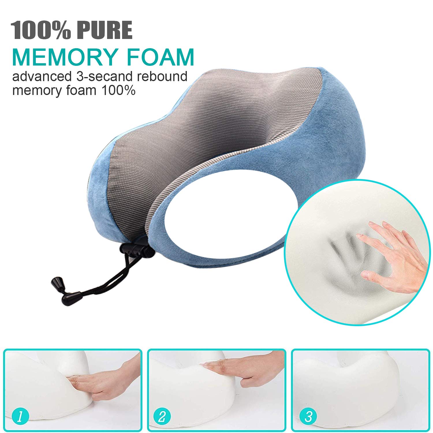 KIPTOP-Oreiller-de-Voyage-Coussin-de-Voyage-U-Oreiller-Cervical-en-Mousse-Mmoire-avec-Masque-de-Sommeil-Bouchons-doreille-et-Sac-de-Rangement-Idal-pour-Avions-Voitures-Famille-et-Bureaux