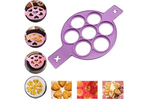 PELINUAR Flip'N'Cook Pancake - Flip N Cook Silicone Pancake Mold,Flip and Cook Pancake Maker,Silicone Pancake Molds Fried Egg Mold Reusable,Flip and Cook Silicone Pancake Maker for Griddle (Purple Round)