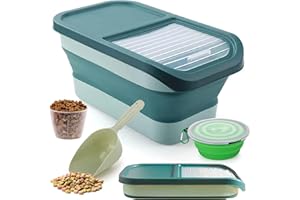 Wuciray Dog Cat Food Storage Container for dry food 5KG-10KG Airtight Folding Dog Food Bin Pet Food Storage Container with Lid Measuring Cup Scoop food storage for dogs with Wheels