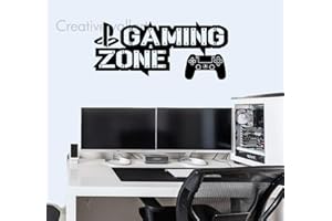 RITRAMA Gaming Zone Wall Stickers Playstation 4 Controller Gamer Vinyl Decals Kids Bedroom PS4 UK Seller (W60xH30cm, Matt Grey)