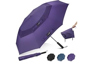 ZOMAKE Golf Umbrella Windproof and Rainproof 54/62in, Compact Large Umbrella, Big Folding Golfing Brolly Windproof Strong Double Canopy Unbreakable for Men Women