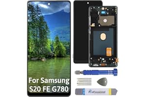 Int'x Display OLED for Samsung S20 FE (Fingerprint) - Replacement Screen for LCD/OLED with Frame - Touch Screen with Repair Tool Kits - Replaces a Broken Screen - Black